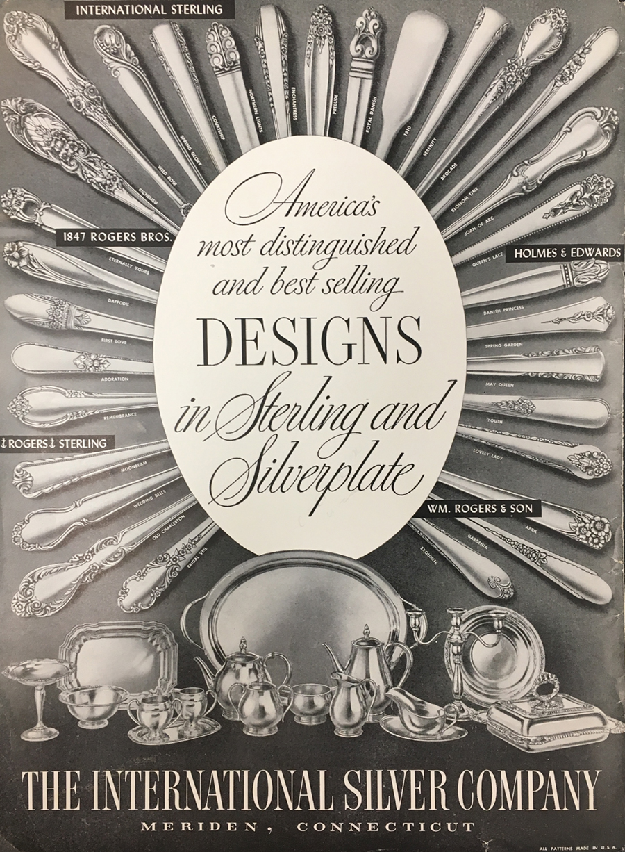 International Silver Co flatware advert showing patterns